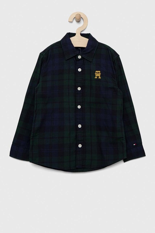 Детская хлопковая рубашка Tommy Hilfiger узор зелёный KB0KB08017.PPYX