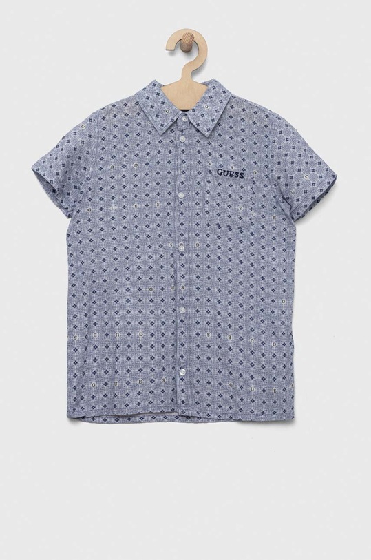 Дитяча сорочка з домішкою льну Guess візерунок блакитний N3GH02.WFBT0.PPYX