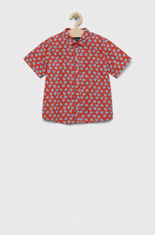 Dětská bavlněná košile United Colors of Benetton krátký červená 5JFLGQ010.P.SEASONAL