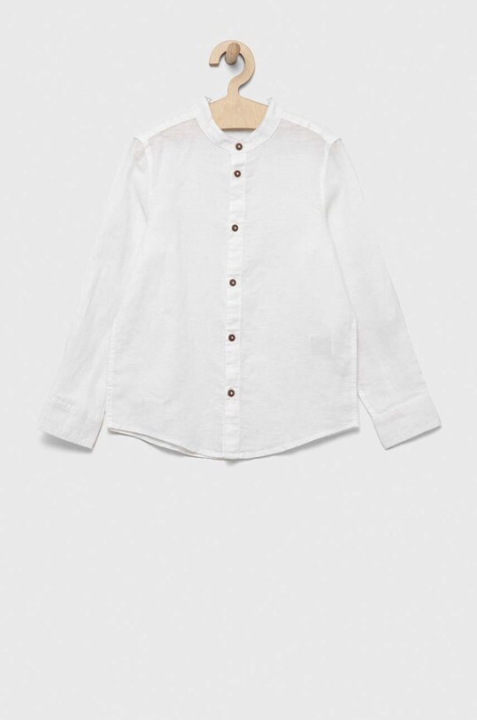 Дитяча лляна сорочка United Colors of Benetton довгий білий 5OK4CQ01F.G.SEASONAL