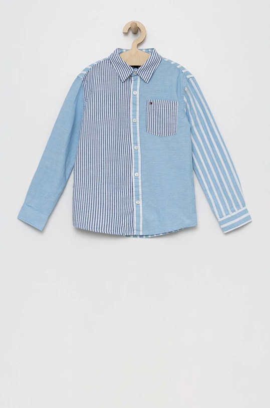 Dětská košile Tommy Hilfiger hladký modrá KB0KB08142.PPYX