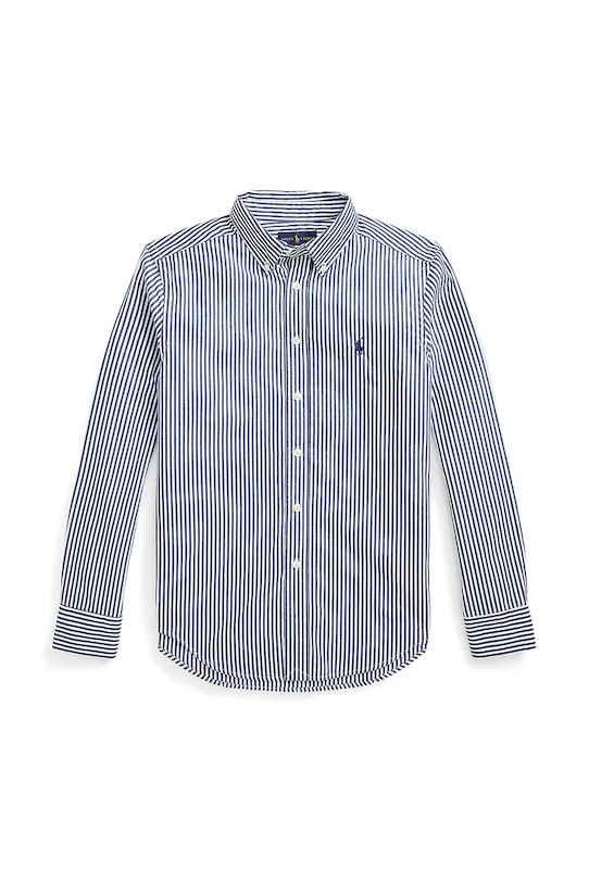 Детская хлопковая рубашка Polo Ralph Lauren узор тёмно-синий 323862260002