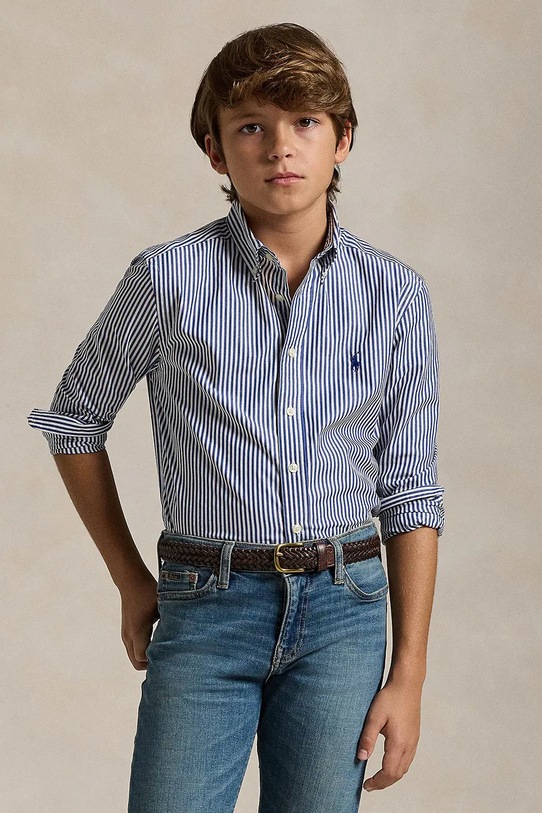 Мальчик Детская хлопковая рубашка Polo Ralph Lauren 323862260002 тёмно-синий