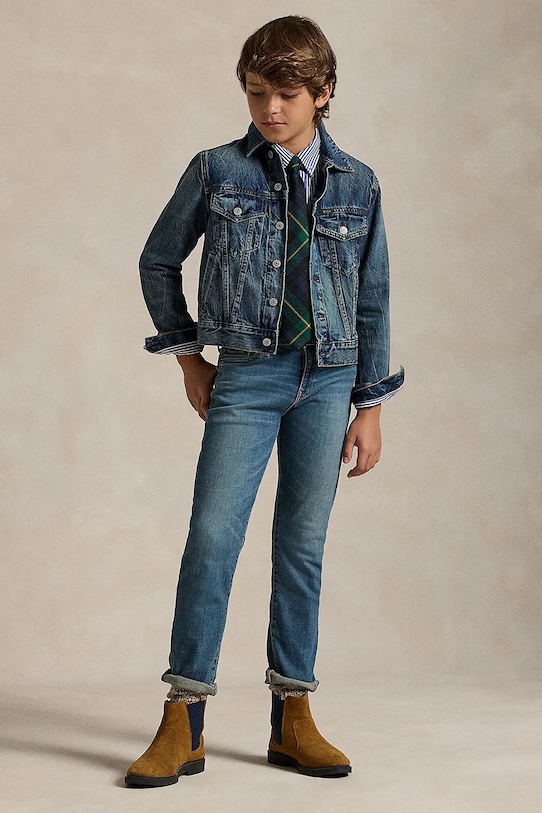 Детская хлопковая рубашка Polo Ralph Lauren 323862260002 тёмно-синий