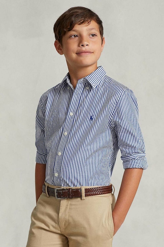 Дитяча бавовняна сорочка Polo Ralph Lauren візерунок темно-синій 323862260002