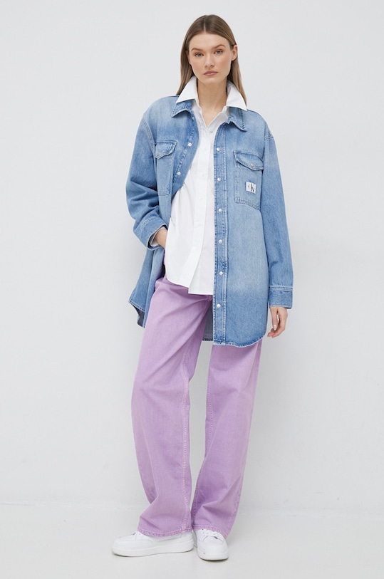 Calvin Klein koszula bawełniana K20K205413.PPYX biały SS23