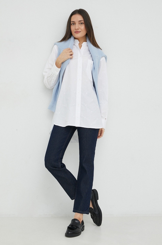 Bavlnená košeľa Tommy Hilfiger WW0WW35724.PPYX biela SS23