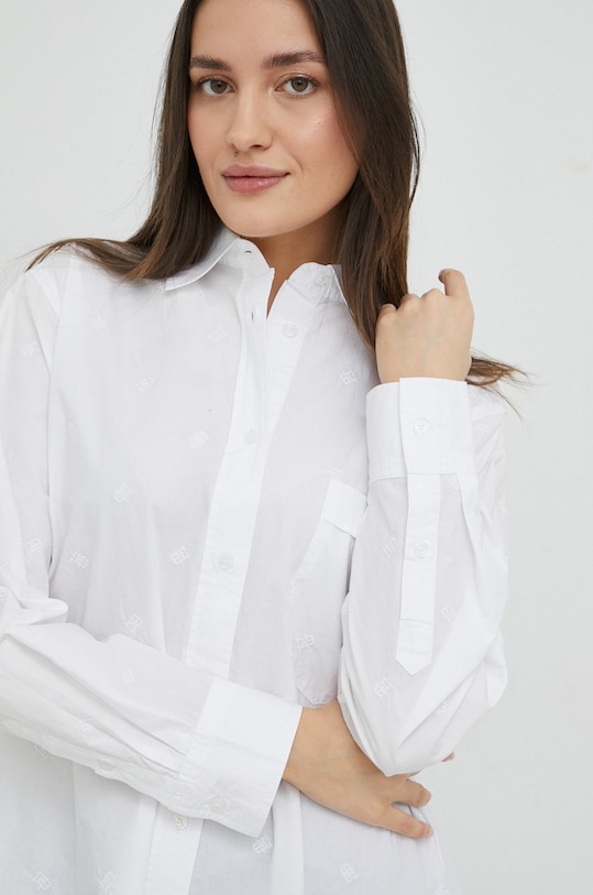 Bavlnená košeľa Tommy Hilfiger biela WW0WW35724.PPYX