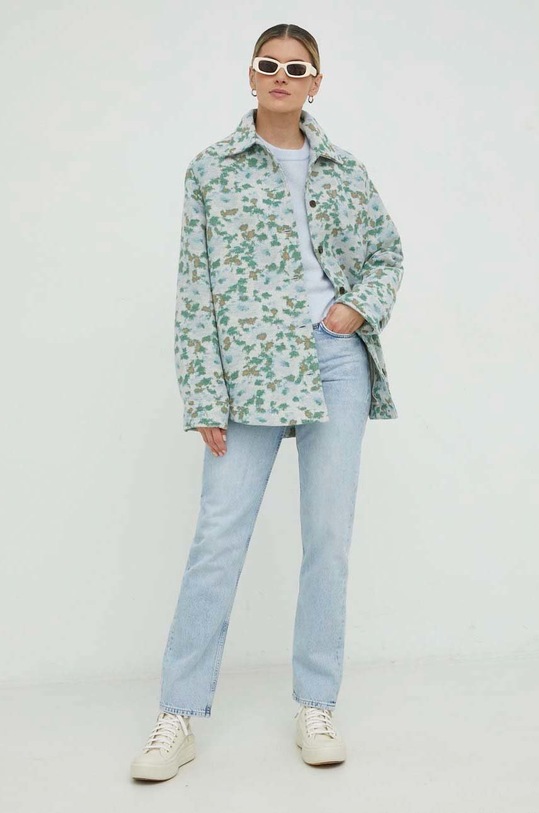 Samsoe Samsoe koszula wełniana F22400033 niebieski SS23