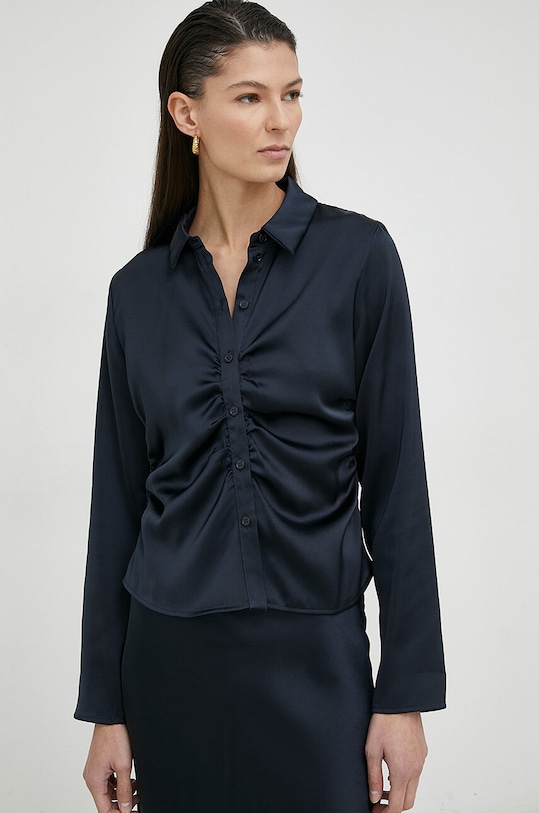 Πουκάμισο Samsoe Samsoe slim σκούρο μπλε F22400082