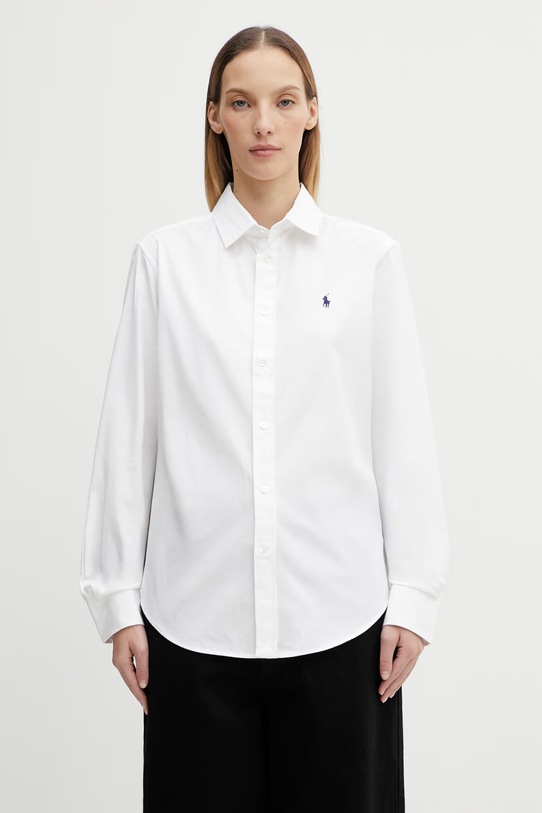 Хлопковая рубашка Polo Ralph Lauren гладкий белый 211891376