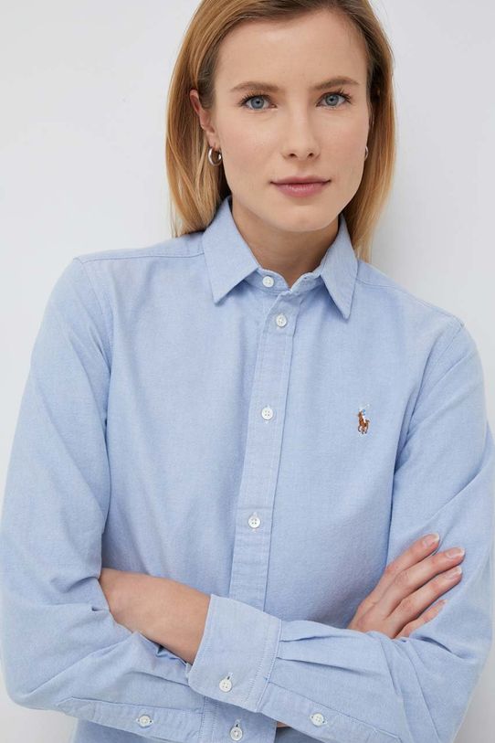 Памучна риза Polo Ralph Lauren стандартна син 211891377