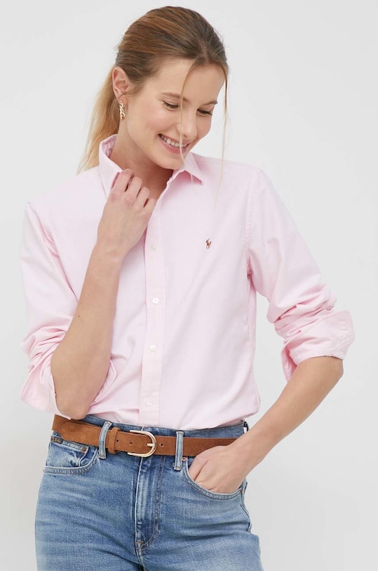 Bavlnená košeľa Polo Ralph Lauren ružová 211891377