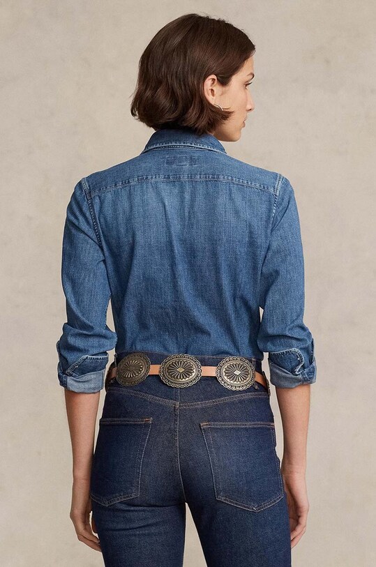 Τζιν πουκάμισο Polo Ralph Lauren 211899526 σκούρο μπλε AW23