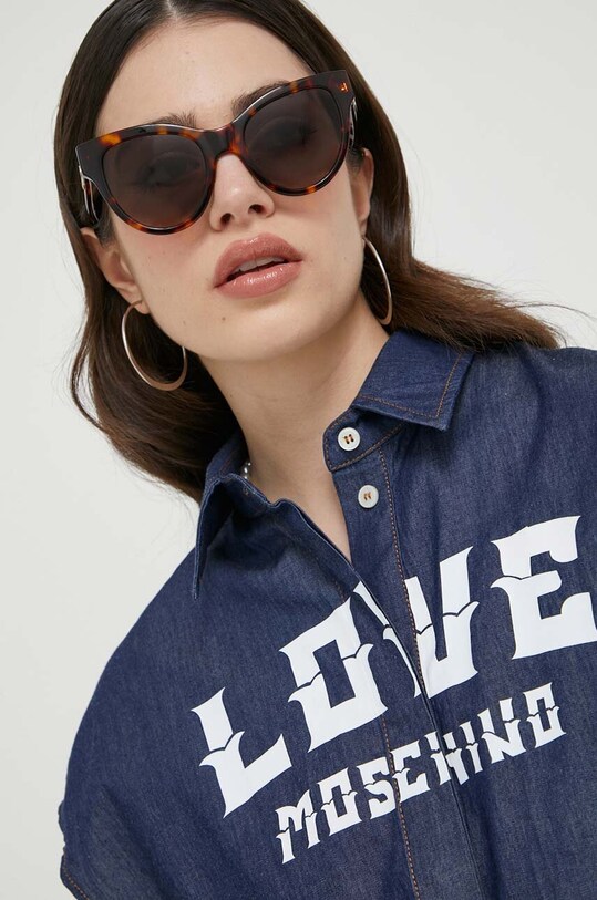Love Moschino koszula bawełniana granatowy W.C.E76.01.T.174A