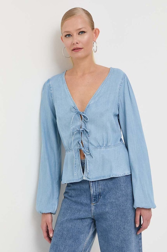 Блуза Guess вталена син W3GH16.D4ZL3