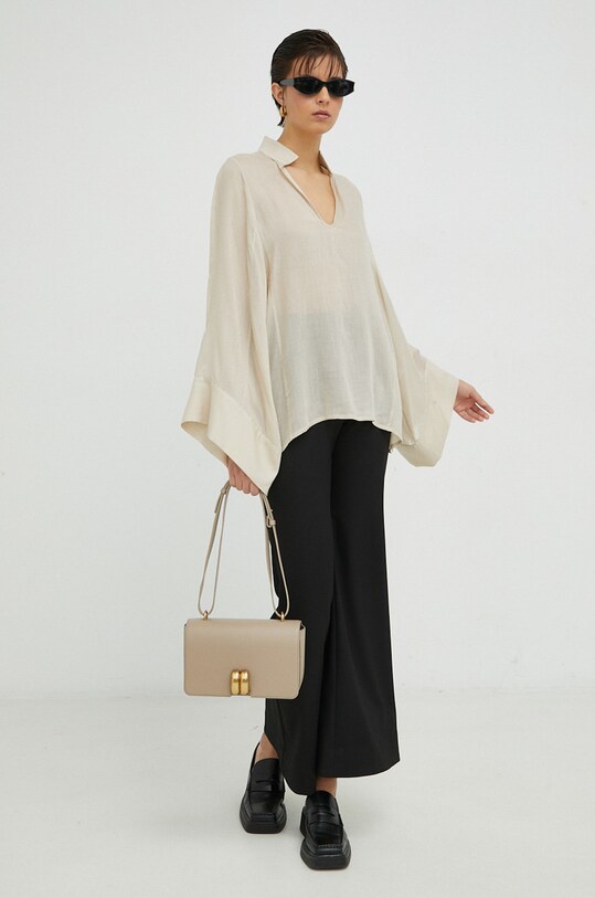 Blúzka s prímesou vlny By Malene Birger Lomaria Q71453001 béžová SS23