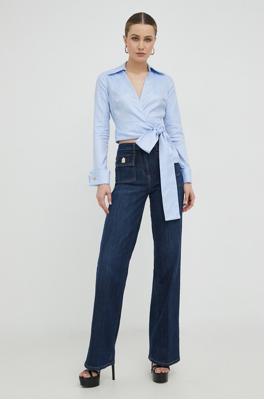 Elisabetta Franchi camasa din bumbac CA03231E2 albastru SS23