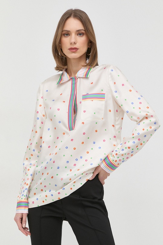 Red Valentino bluzka jedwabna casual beżowy 2R3ABL056PP