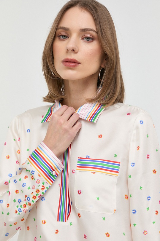 Red Valentino bluzka jedwabna beżowy 2R3ABL056PP