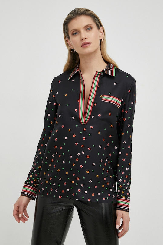 Hedvábná halenka Red Valentino květinový černá 2R3ABL056PP