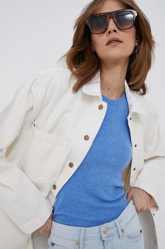 Бавовняна сорочка Pepe Jeans River Stripe білий PL304495.000