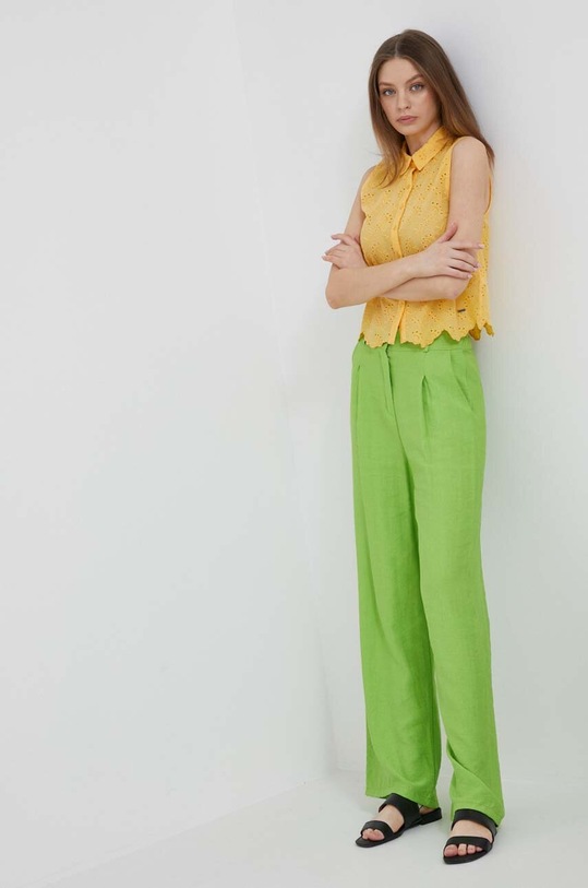 Βαμβακερό πουκάμισο Pepe Jeans Eris PL304553.039 κίτρινο SS23