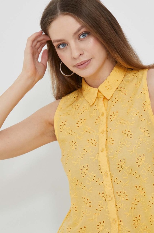 Βαμβακερό πουκάμισο Pepe Jeans Eris κίτρινο PL304553.039