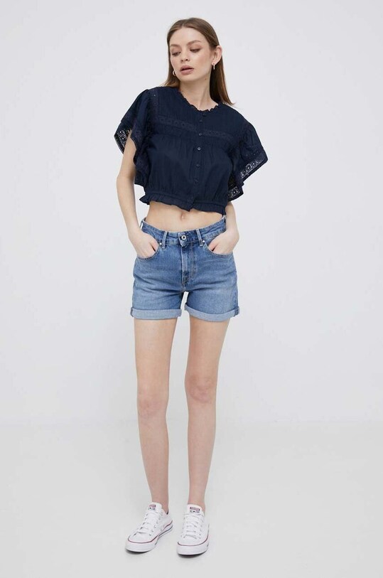 Βαμβακερό πουκάμισο Pepe Jeans PL304490.594 σκούρο μπλε SS23