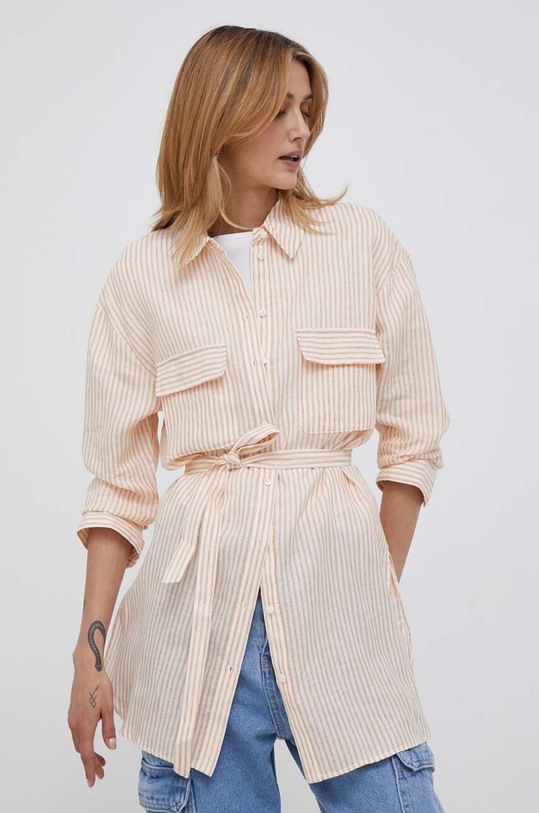 Πουκάμισο από λινό Pennyblack casual πορτοκαλί 21910223