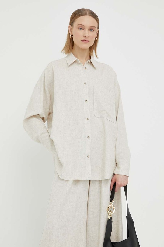 By Malene Birger camasa din amestec de in lung bej Q71694001
