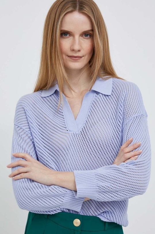 United Colors of Benetton sweter bawełniany fioletowy 105FD300J.2H0