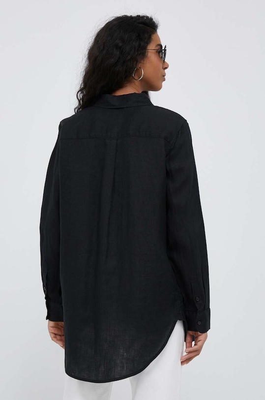 Одяг Сорочка з льону United Colors of Benetton 5BMLDQ02U.100 чорний
