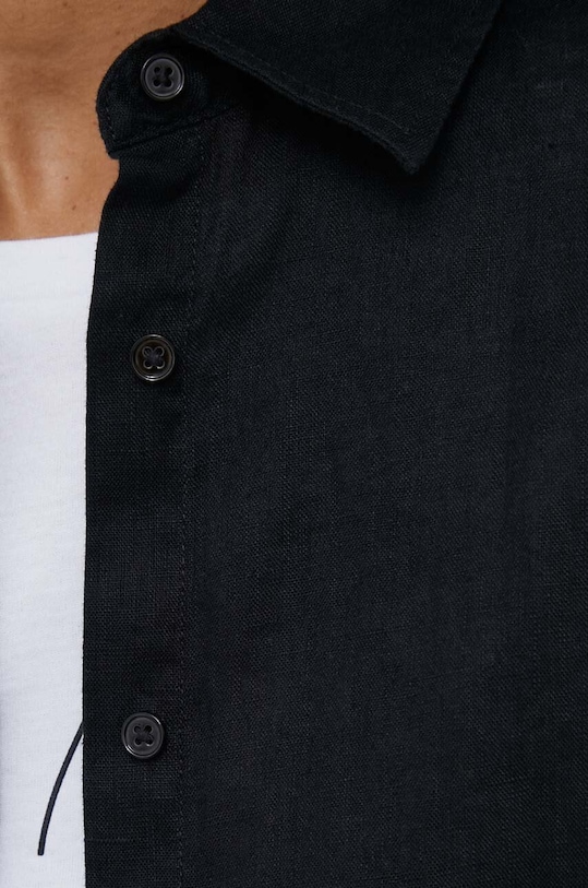 Сорочка з льону United Colors of Benetton чорний 5BMLDQ02U.100