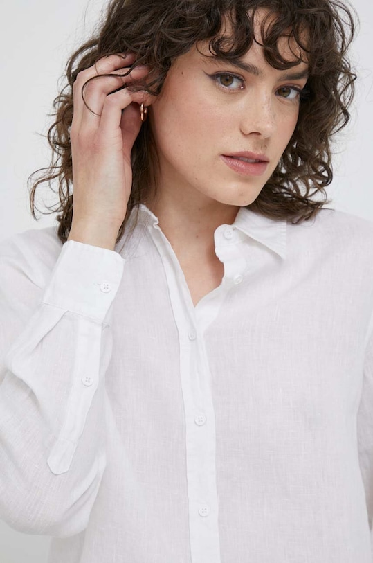 Сорочка з льону United Colors of Benetton casual білий 5BMLDQ02U.101