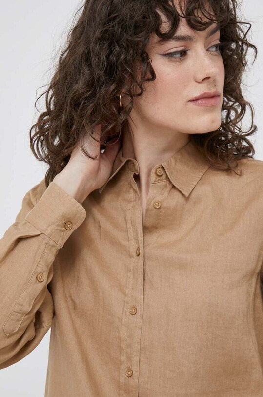Plátěná košile United Colors of Benetton béžová 5BMLDQ02U.193