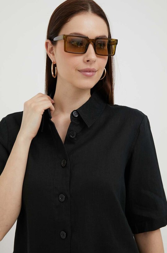 Льняная рубашка United Colors of Benetton чёрный 5BML5QB75.100