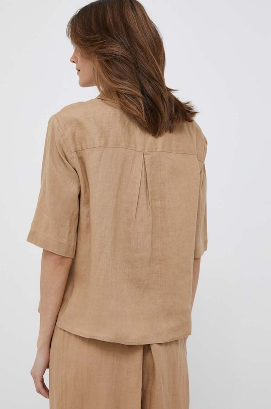 United Colors of Benetton koszula lniana beżowy 5BML5QB75.193