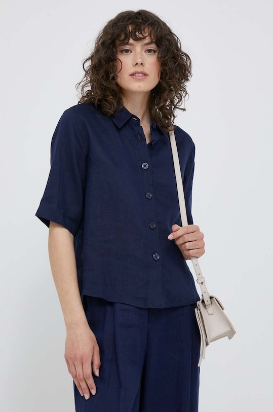 Льняная рубашка United Colors of Benetton casual тёмно-синий 5BML5QB75.252