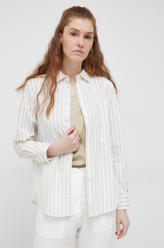 Tommy Hilfiger koszula bawełniana wzorzyste beżowy WW0WW38685.PPYX