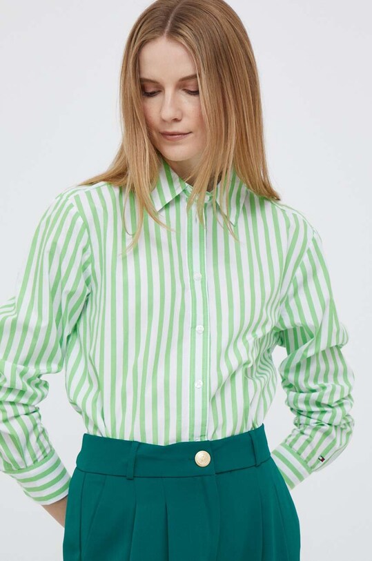 Tommy Hilfiger camasa din bumbac verde WW0WW38685.PPYX