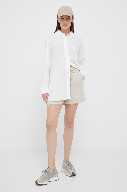 Lanena košulja Tommy Hilfiger WW0WW37987.PPYX bež SS23