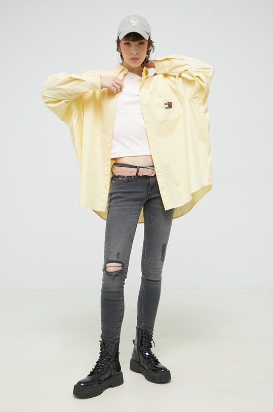 Tommy Jeans koszula bawełniana klasyczny żółty DW0DW15199.PPYX