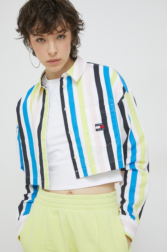 Βαμβακερό πουκάμισο Tommy Jeans κίτρινο DW0DW15205.PPYX