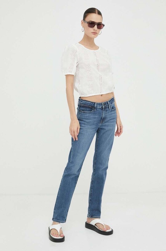 Bavlnená blúzka Wrangler W5T2LG989 biela SS23