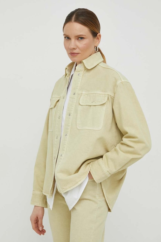 Бавовняна сорочка Samsoe Samsoe casual зелений F23100198