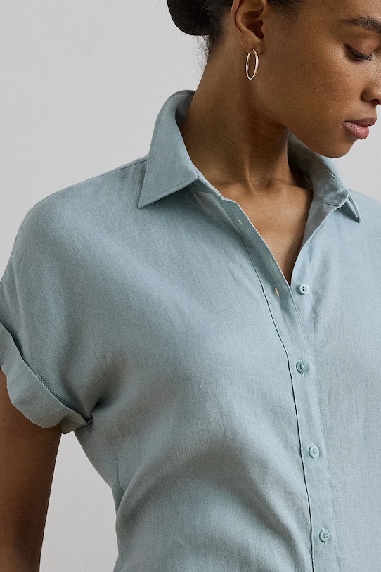 Lauren Ralph Lauren camicia di lino blu 200699152