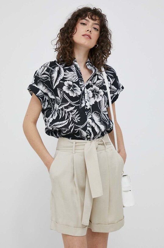 Lauren Ralph Lauren koszula lniana czarny 200902739