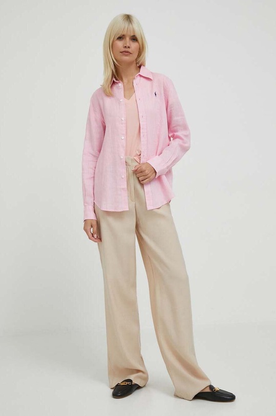 Odzież Polo Ralph Lauren koszula lniana 211920516 różowy