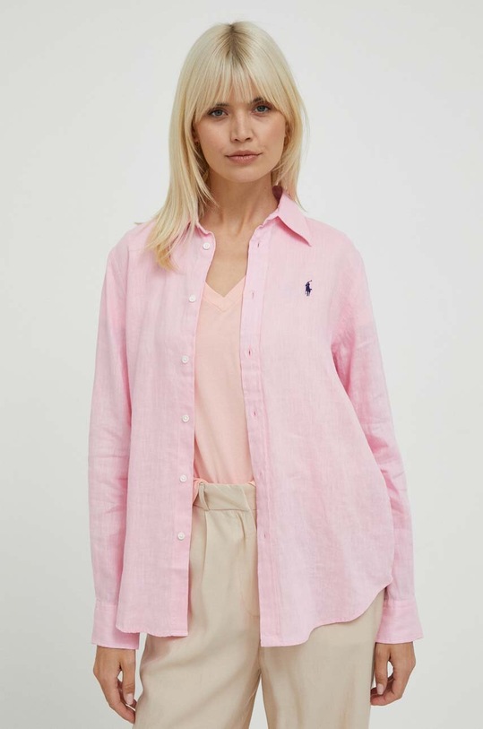 Polo Ralph Lauren koszula lniana 211920516 różowy